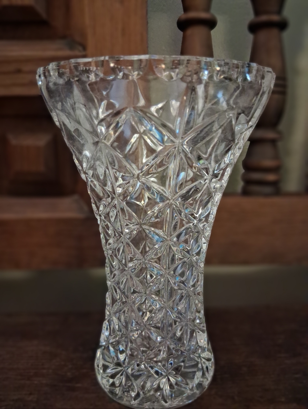 Antique Hand Cut Lead Crystal Vase